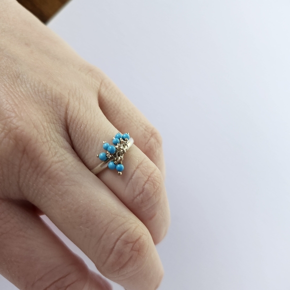 925 silver ring with turquoise beads - Picture 2 of 5